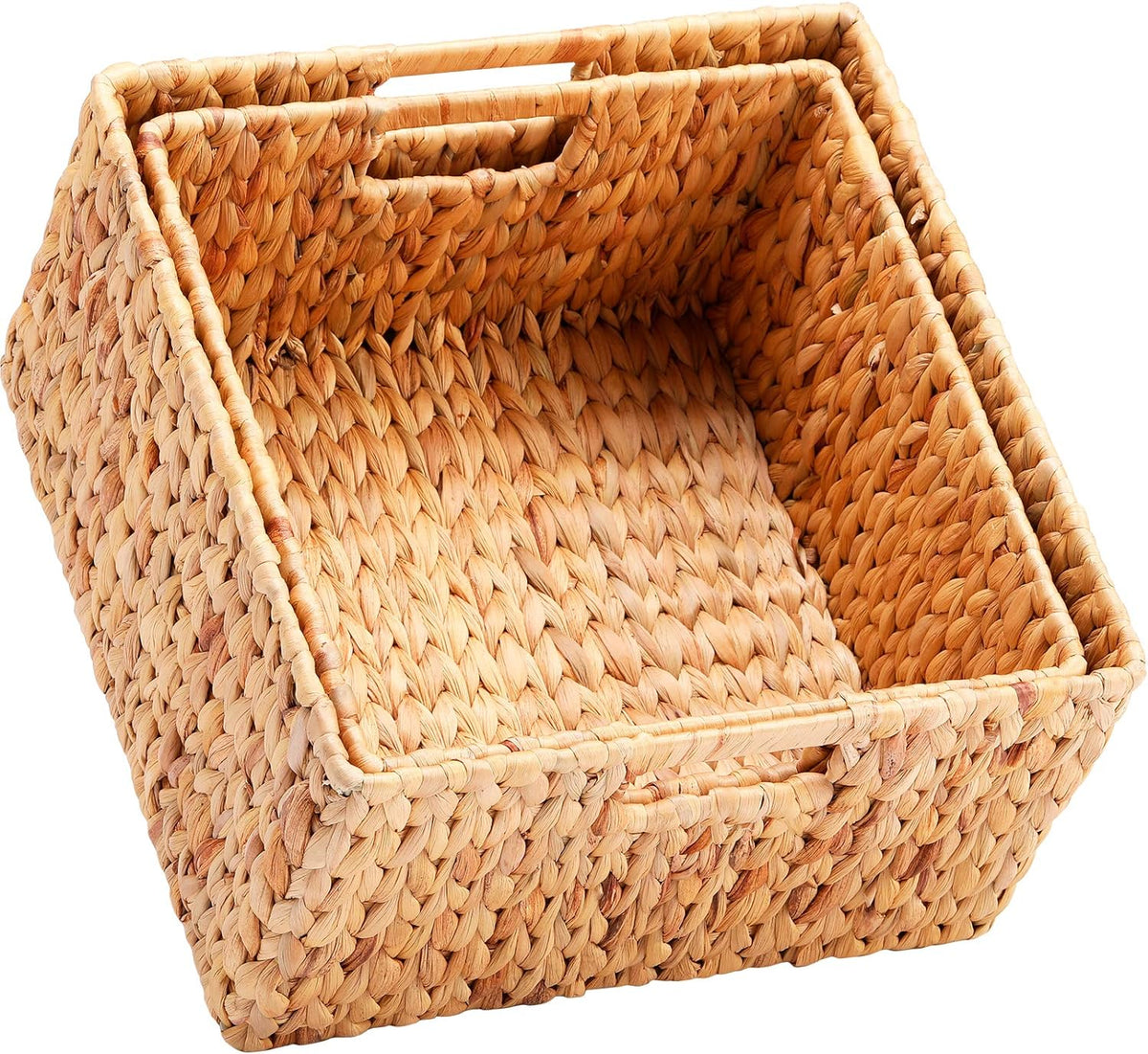 Black Woven Storage Baskets with Handles, Set of 2 O1466