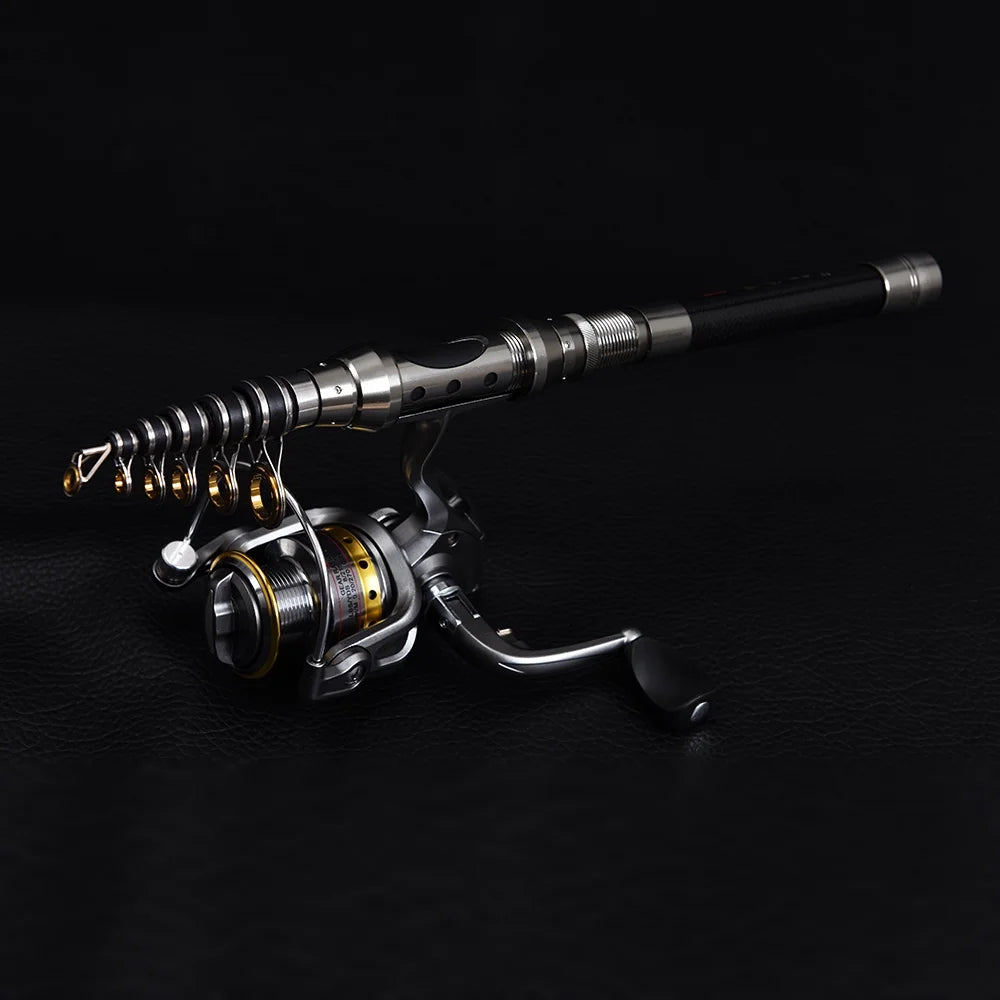Telescopic Fishing Rod and Reel Combo Full Kit with 100M Fishing Line Lures Hooks Jig Head and Carrier Bag Y4809