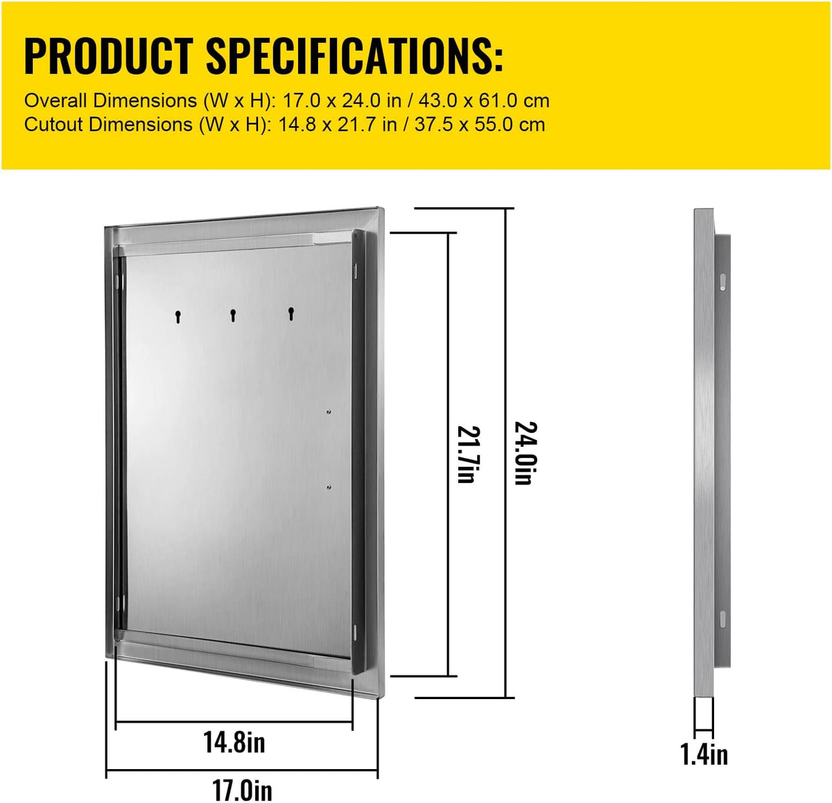 BBQ Access Door 17W x 24H Inch Stainless Steel K5286