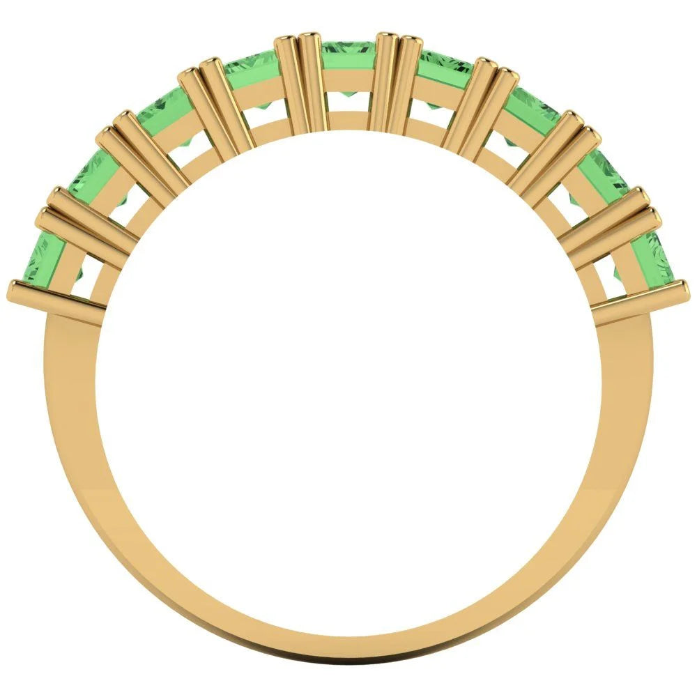 2.61 ct Emerald Cut Green Diamond Eternity Band SZ 3.5 Z465