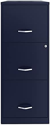 3 Drawer Metal Vertical File Cabinet with Lock in Navy D479