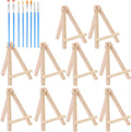 18Pack Mini Natural Pine Wood Display Easel with 8 Brushes K500