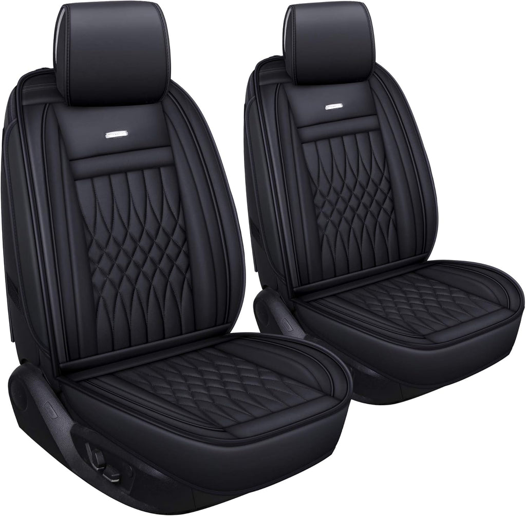 5 Car Seat Covers Full Set Waterproof Faux Leather Black&Red J777143