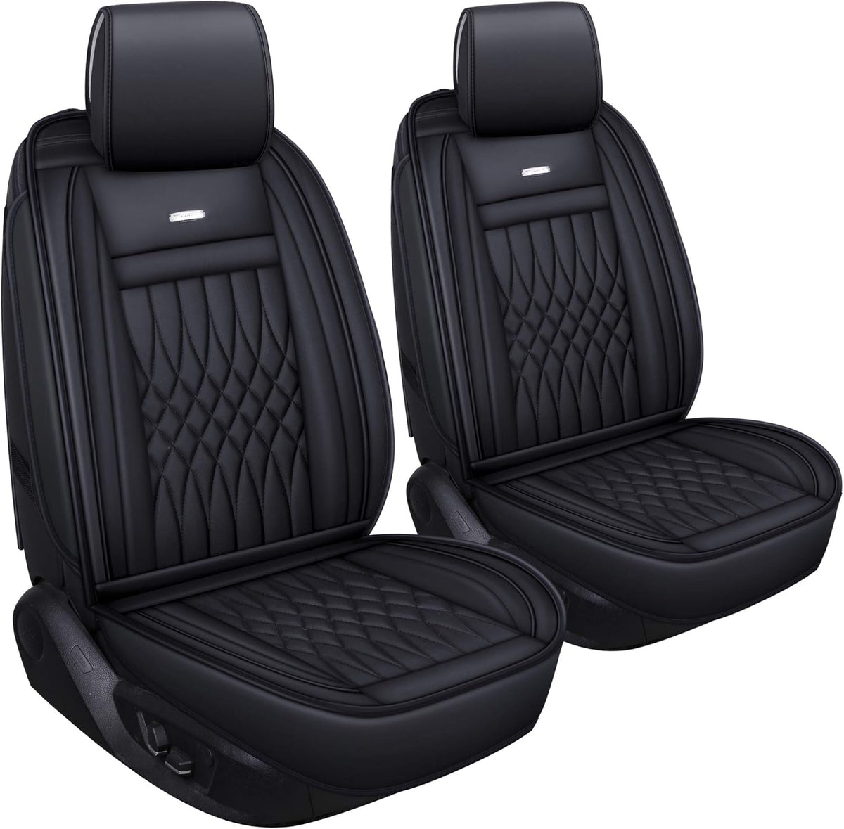 5 Car Seat Covers Full Set Waterproof Faux Leather Black&Red J777143