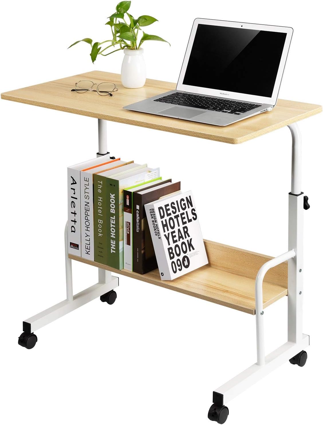 Oak Mobile Side Table with Wheels U438204
