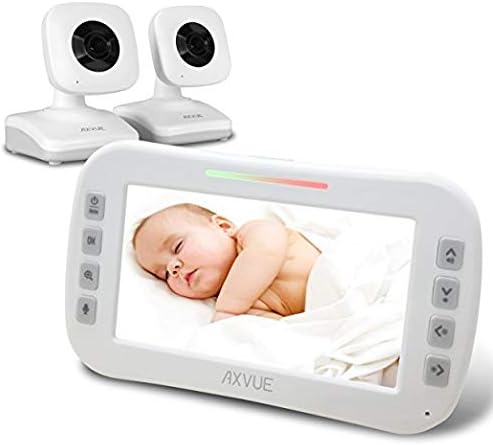 Video Baby Monitor 2 Cameras, Large Vertical Screen, Handheld, 1000ft Range, Auto Night Vision, Temperature Alert G41022