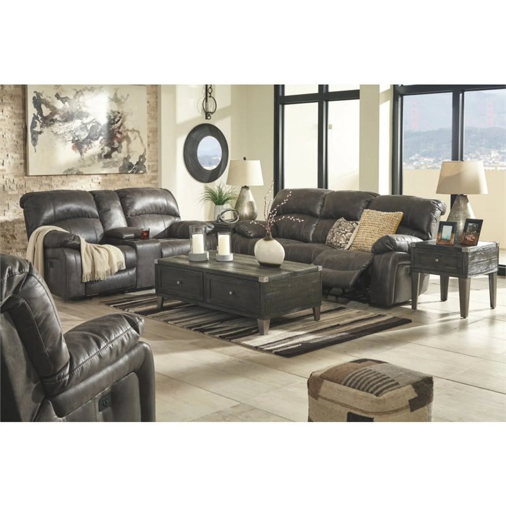 Contemporary Power Rocker Recliner in Steel Finish S886