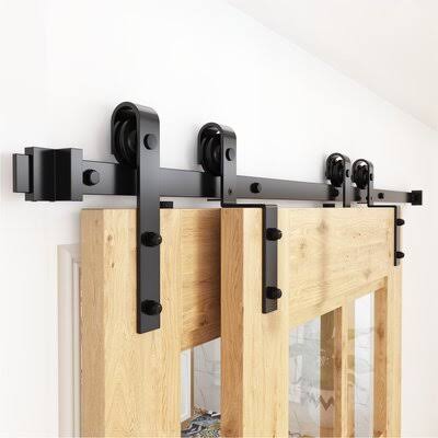 5ft Single Track Bypass Barn Door Hardware Double Doors Kit L690
