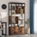 Vintage Industrial 4-Tier Bookcase with Door U7499