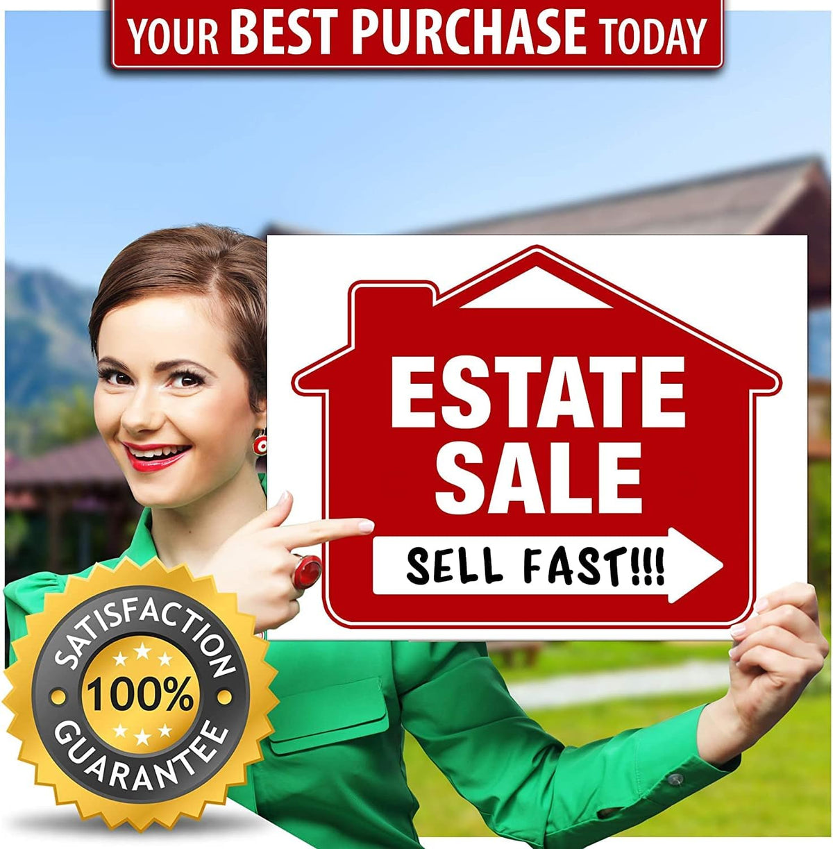 Estate Sale Signs (10 Pack) Double-Sided 24” x 18” with Heavy Duty Stakes L5687