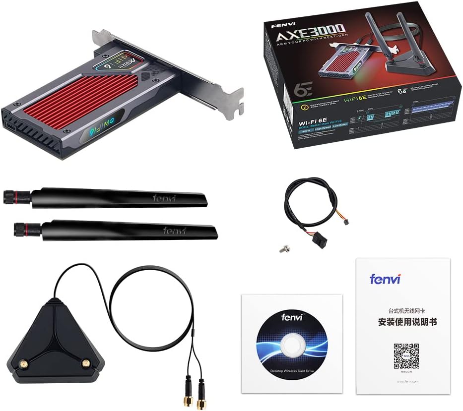 AX210 WiFi 6E PCI-E WiFi Adapter BT5.2 RGB 802.11ax Tri-Band 5400Mbps Desktop WiFi Card Pack of 2 Z626