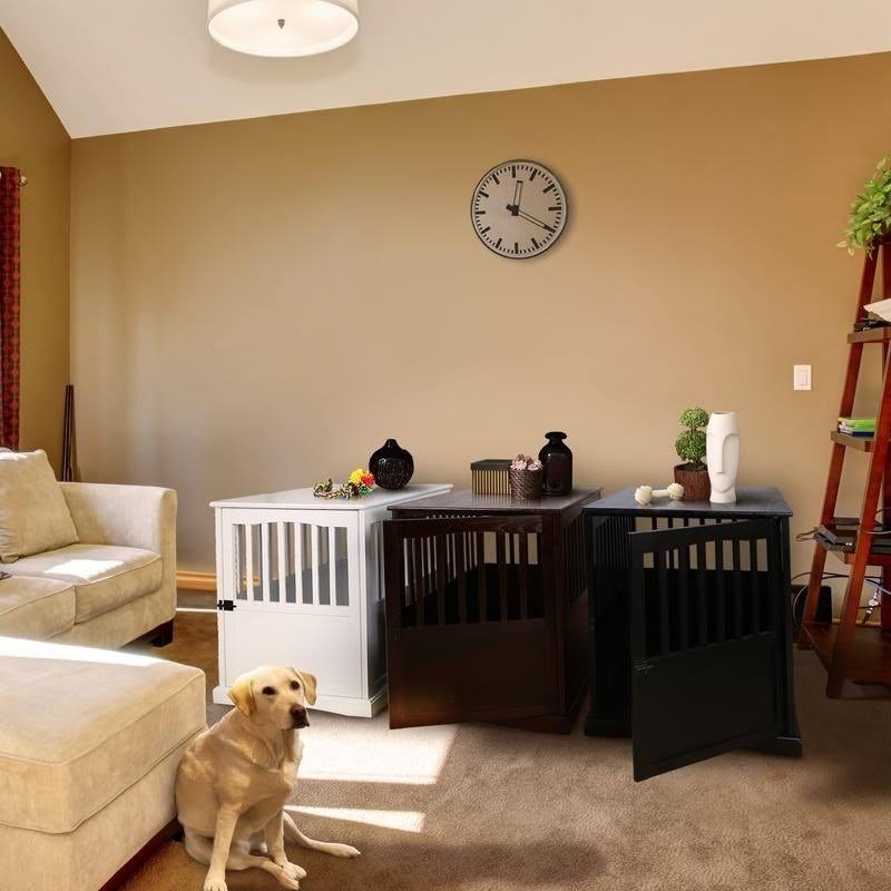 Walnut Pet Crate End Table Z31946