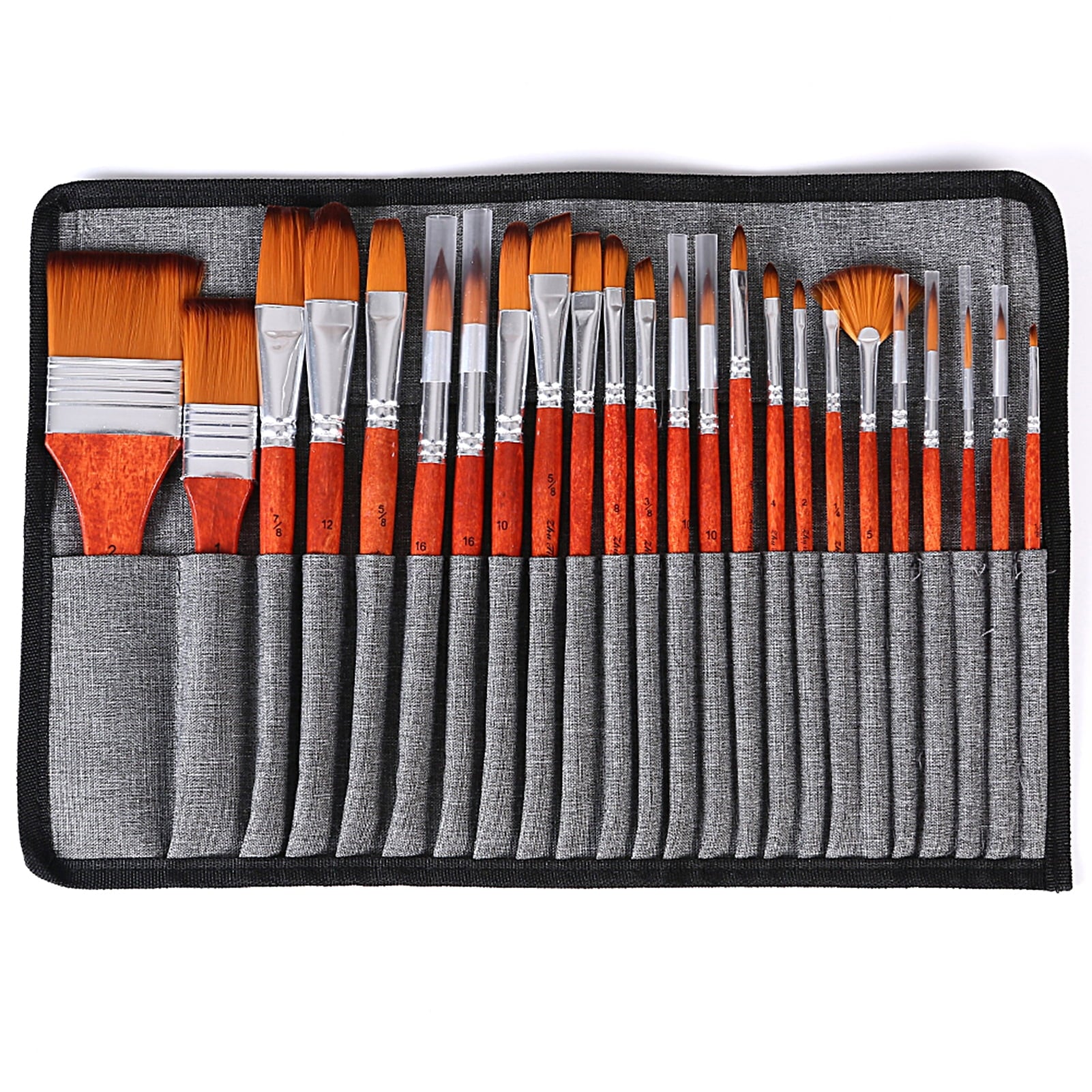 24PCS Nylon Hair Red Paint Brushes Set Z8683