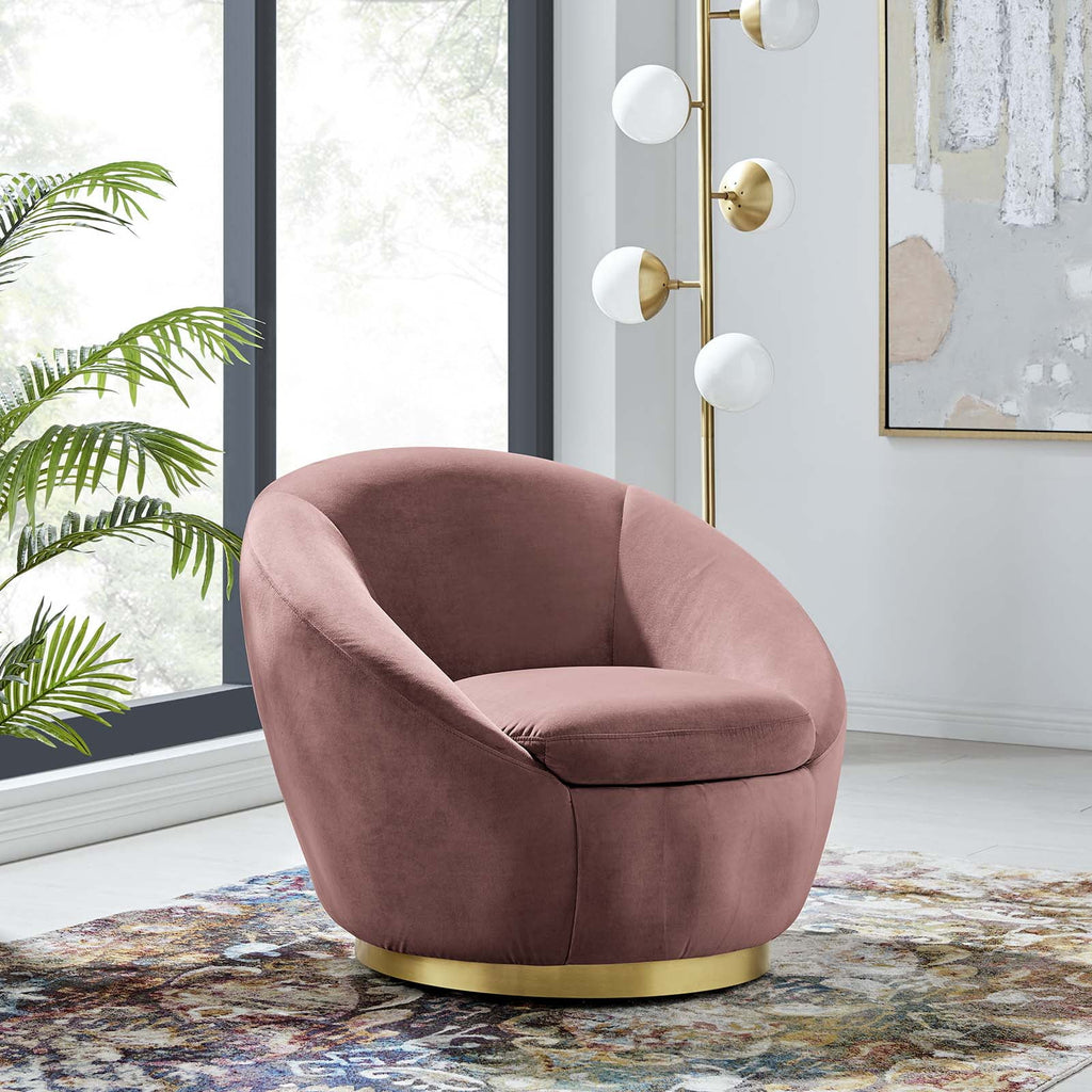 Pink Gold Velvet Swivel Accent Chair V144