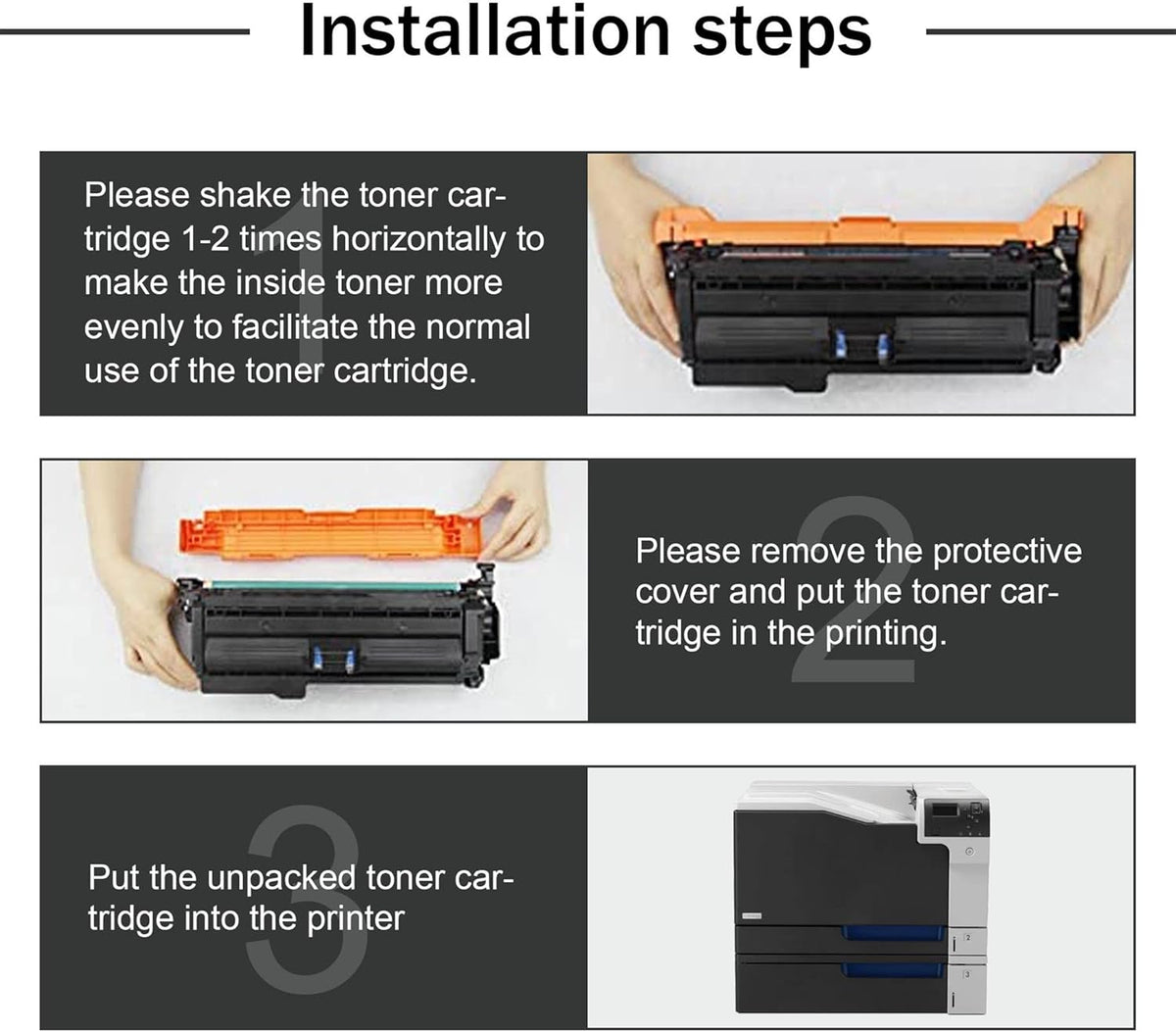 3 Pack C/M/Y Remanufactured Toner Cartridge for HP CP5525 M750 Printer H40898