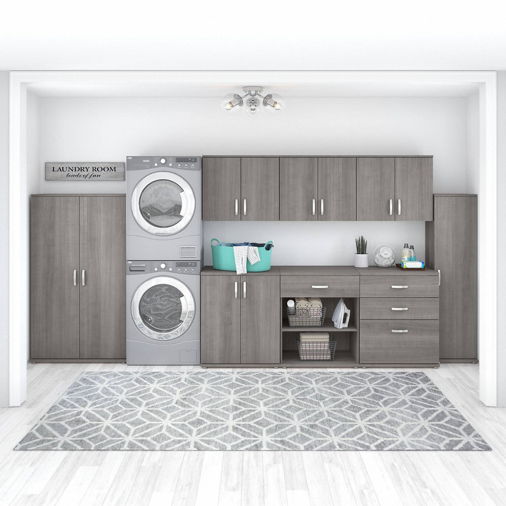Storm Gray Floor Storage Cabinet with Doors and Shelves K62222