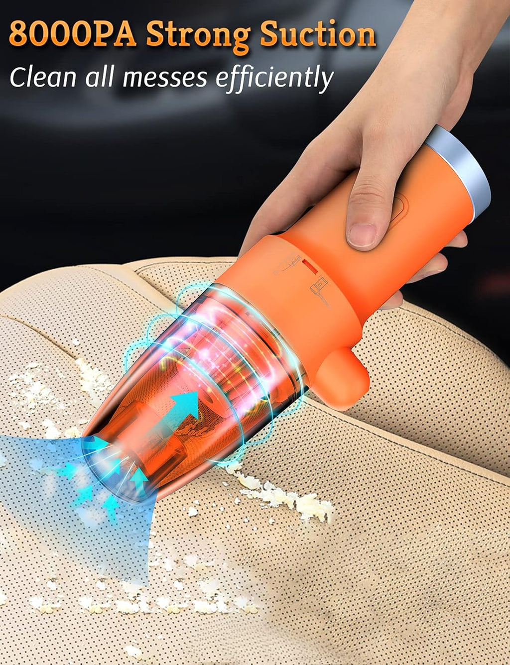 Orange 60000 RPM 2-in-1 Compressed Air Duster & Vacuum Z961