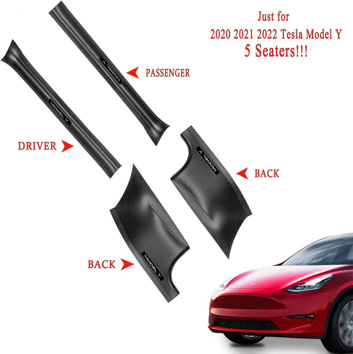 Matte Carbon Fiber Pattern Door Sill Protector Cover ABS 4 pcs Q957