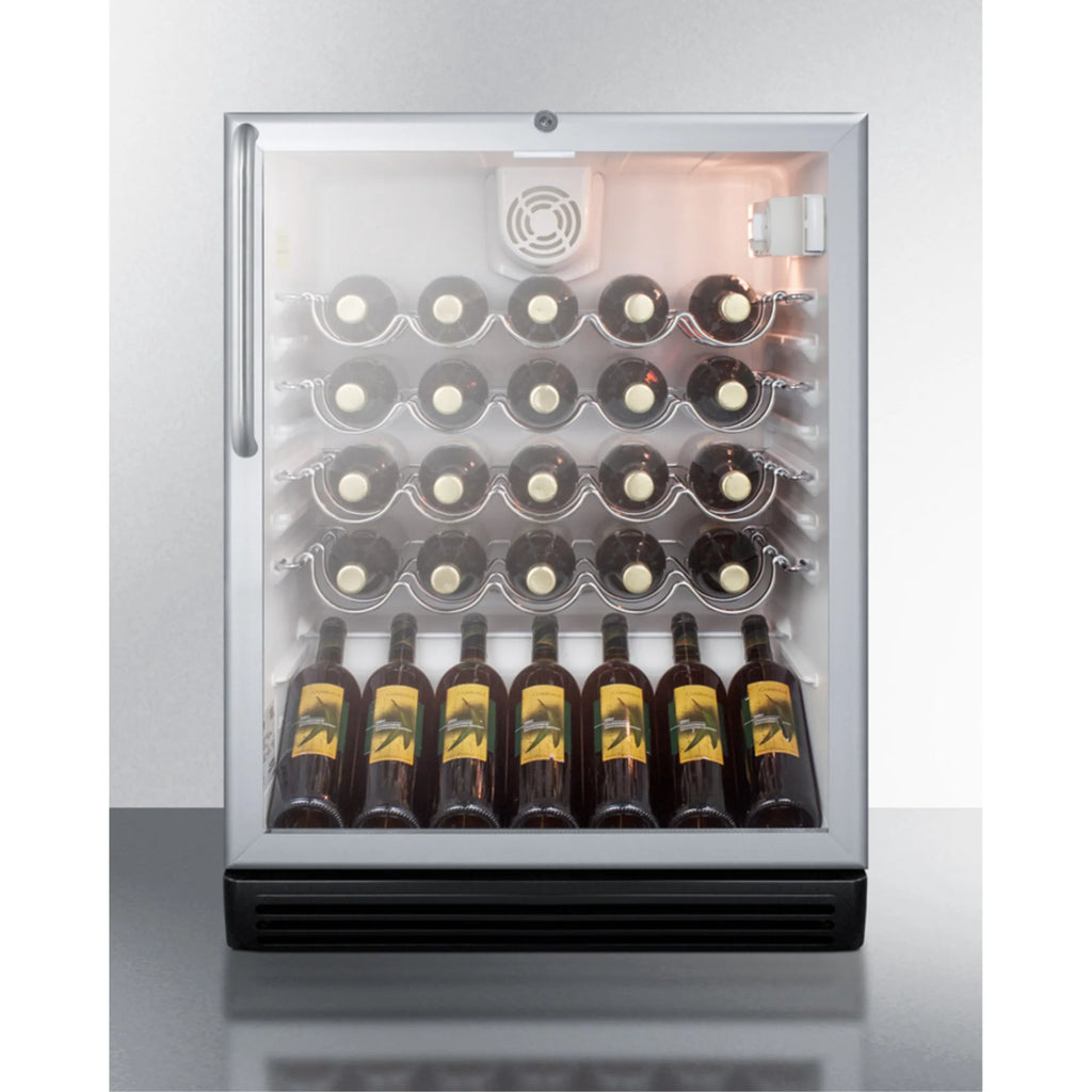 Black Glass Door Wine Cellar with Lock G892813