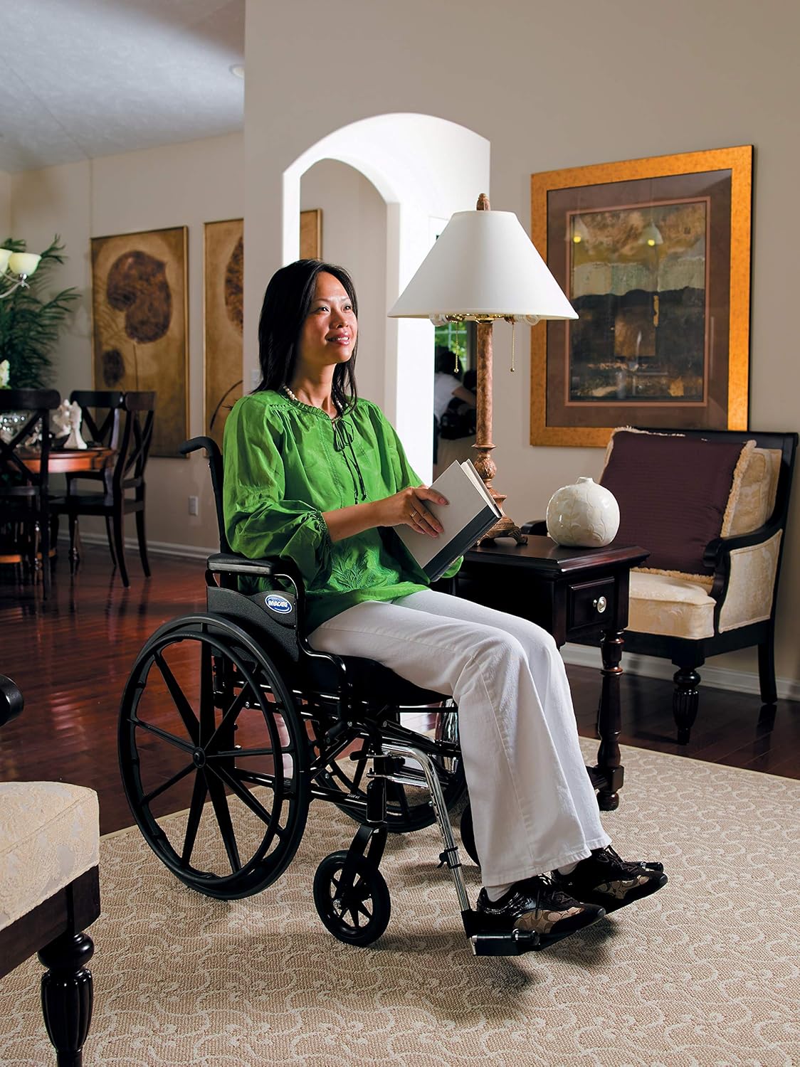 High Performance Lighter Weight Wheelchair with Desk Length Arms and Elevating Legrests, 16 Seat Width, Electric Red D1984