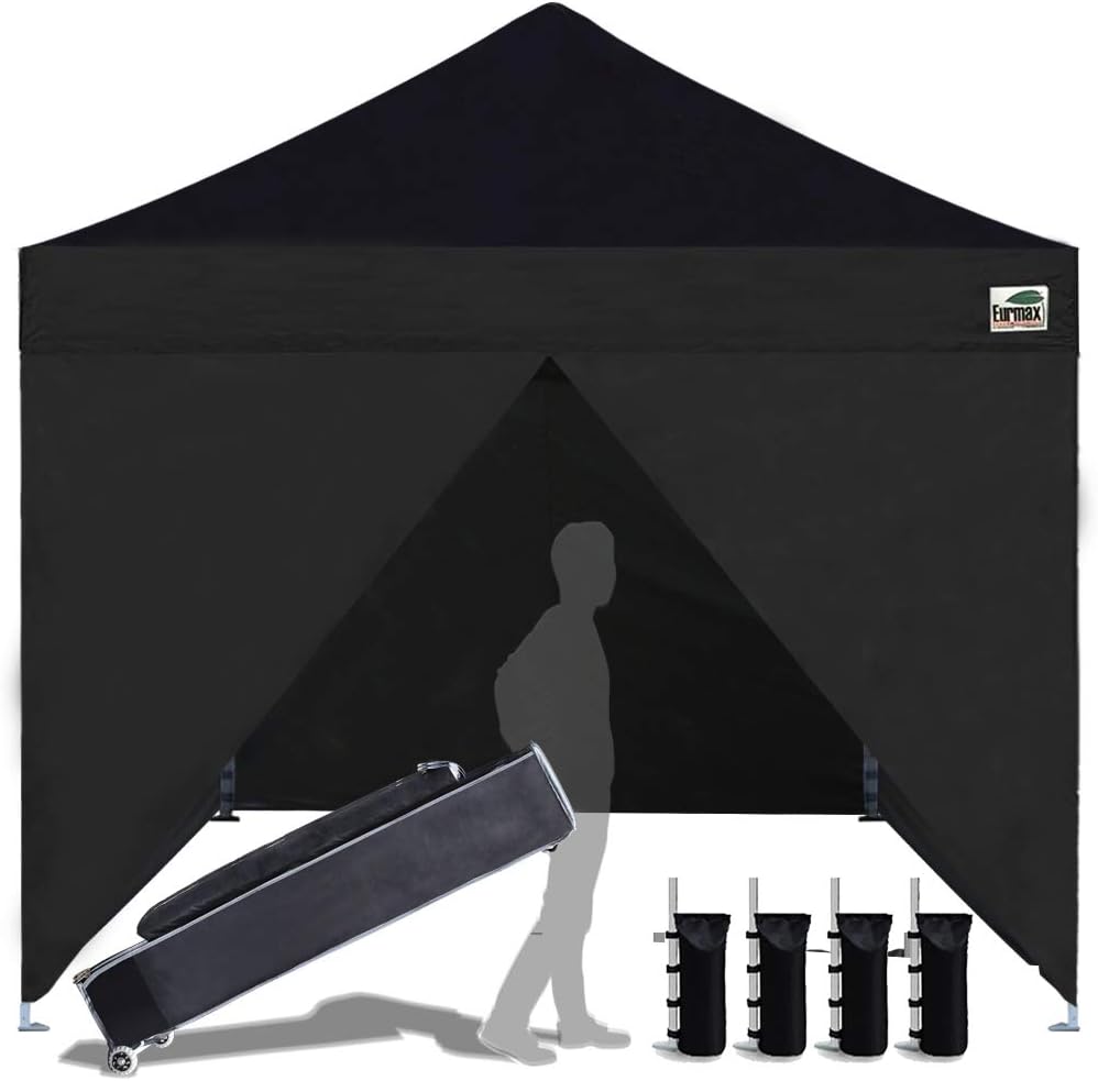 10 x 10 Pop up Canopy Tent with 4 Zippered Sidewalls and Roller Bag U808200
