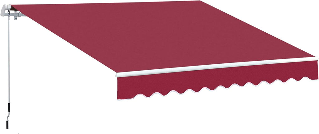 12' x 8' Retractable Patio Awning Canopy with Manual Crank Handle E776904