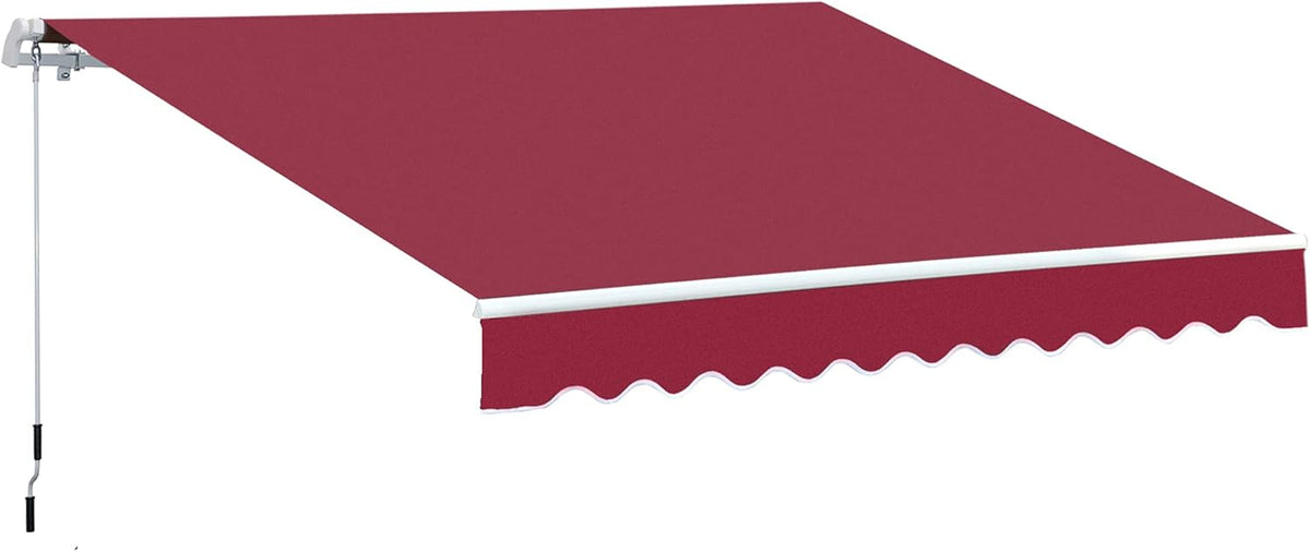 12' x 8' Retractable Patio Awning Canopy with Manual Crank Handle E776904