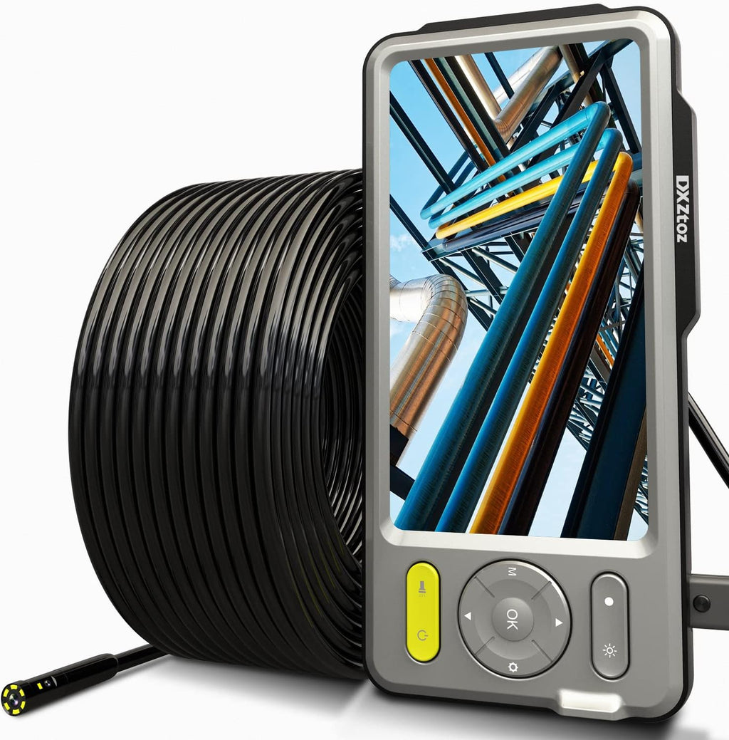 50FT Dual-Lens Industrial Endoscope 5'' IPS Screen Waterproof Camera with Light A308