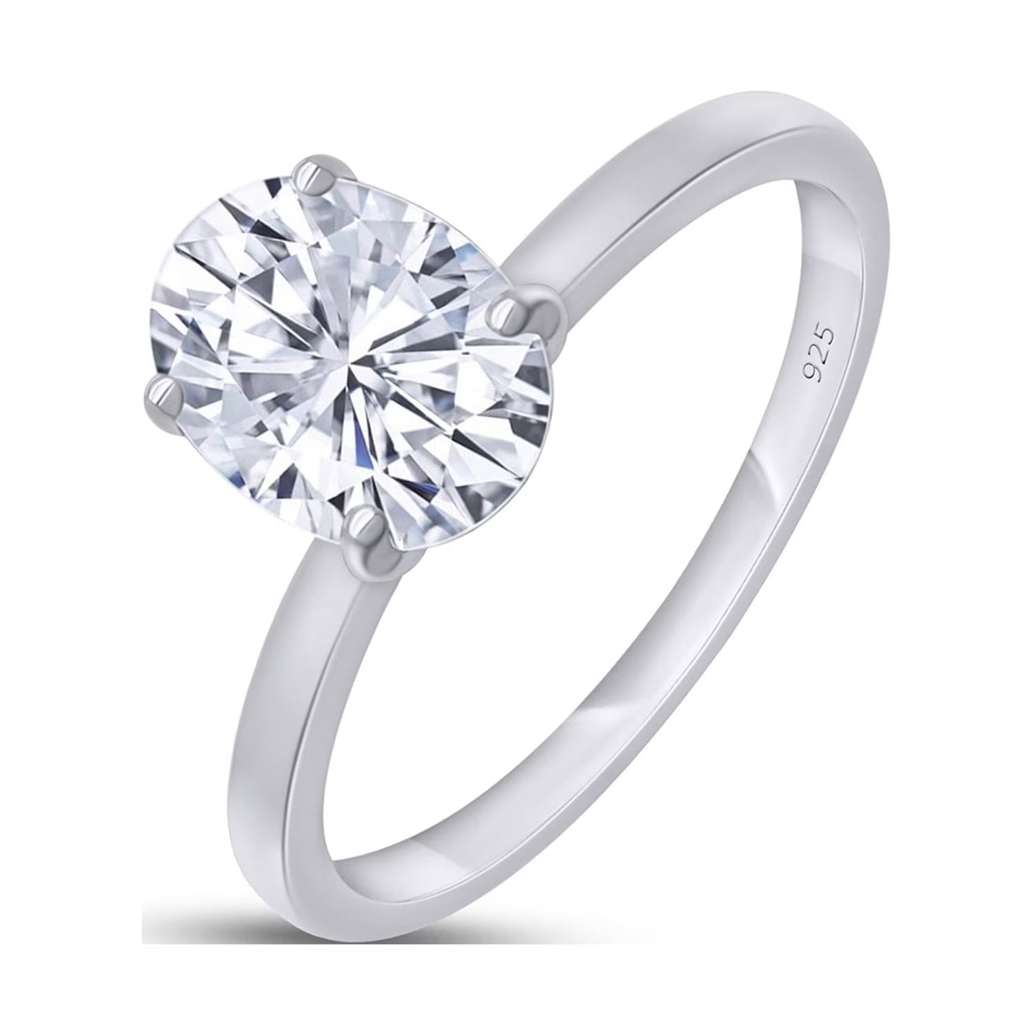 1 1/3 Carat Oval Shape Lab Created Moissanite Diamond Solitaire Engagement Ring In 14K White Gold Over Sterling Silver T81490