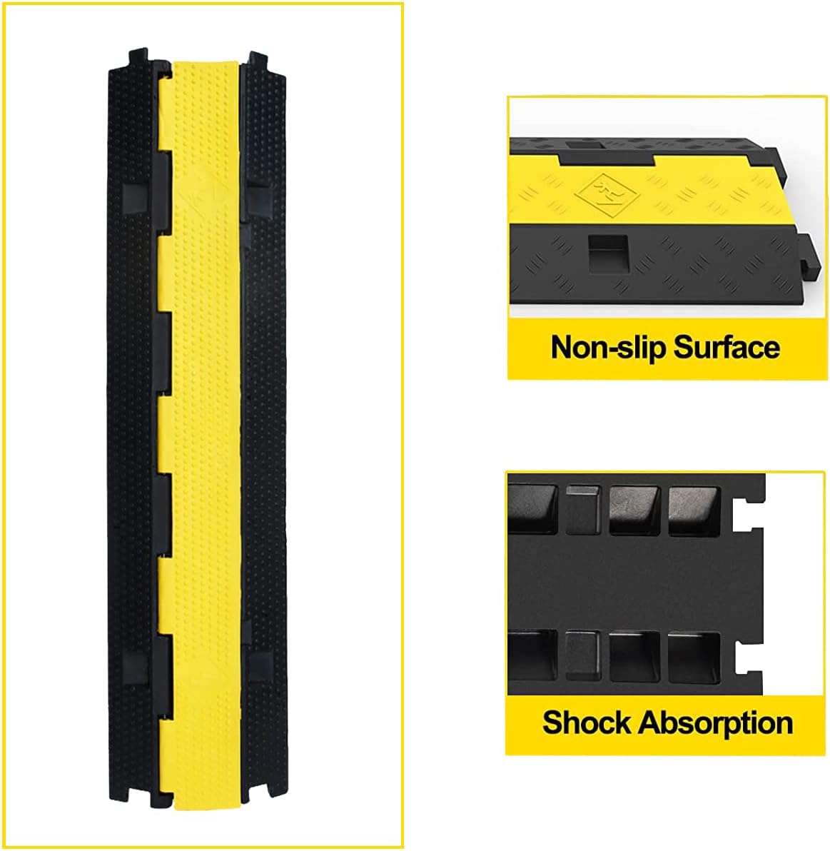 3Pack 39inch Traffic Speed Bumps Cable Protector, 11000lbs per Axle Capacity Rubber Pack of 2 K31011
