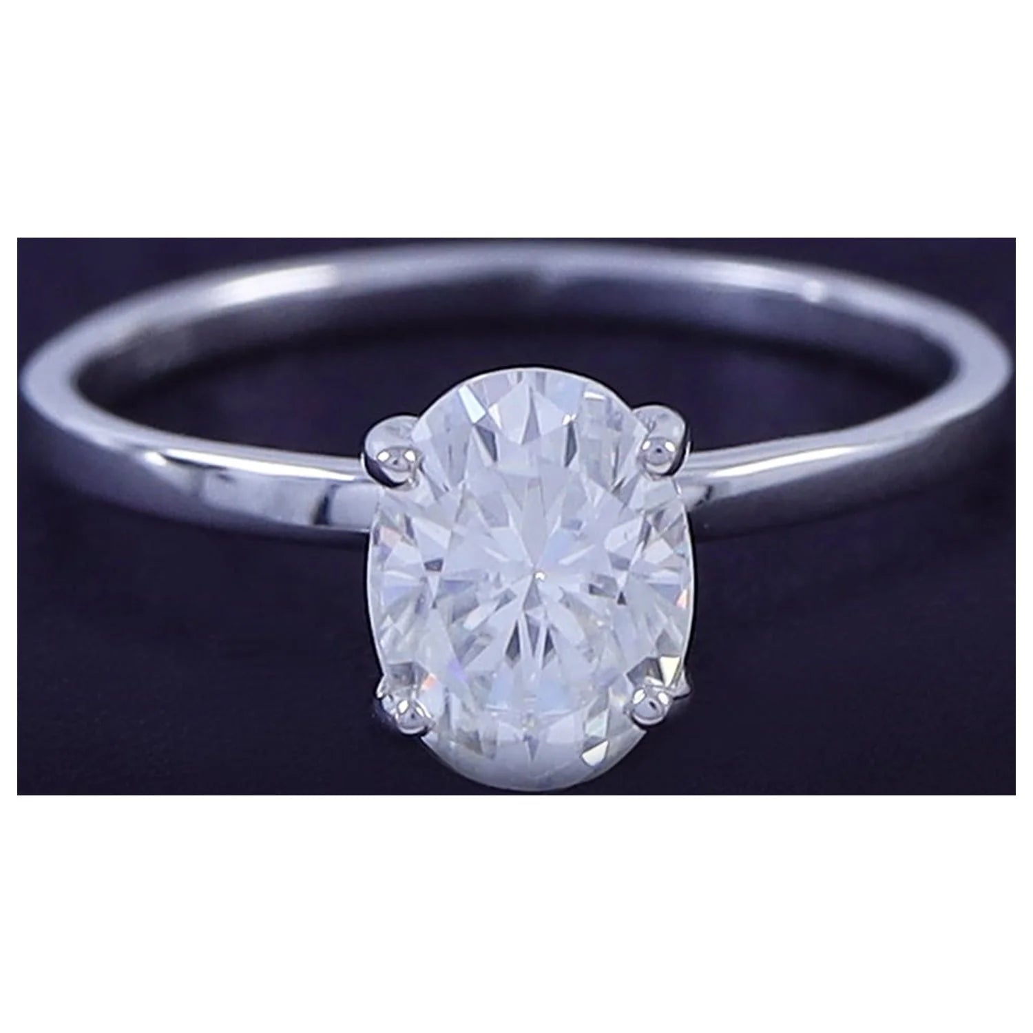 1 1/3 Carat Oval Shape Lab Created Moissanite Diamond Solitaire Engagement Ring In 14K White Gold Over Sterling Silver T81490