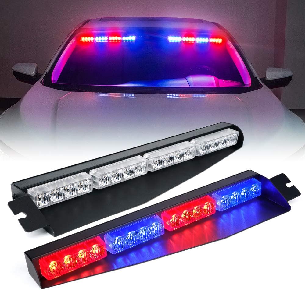 Amber White LED Visor Strobe Light Bar O4641
