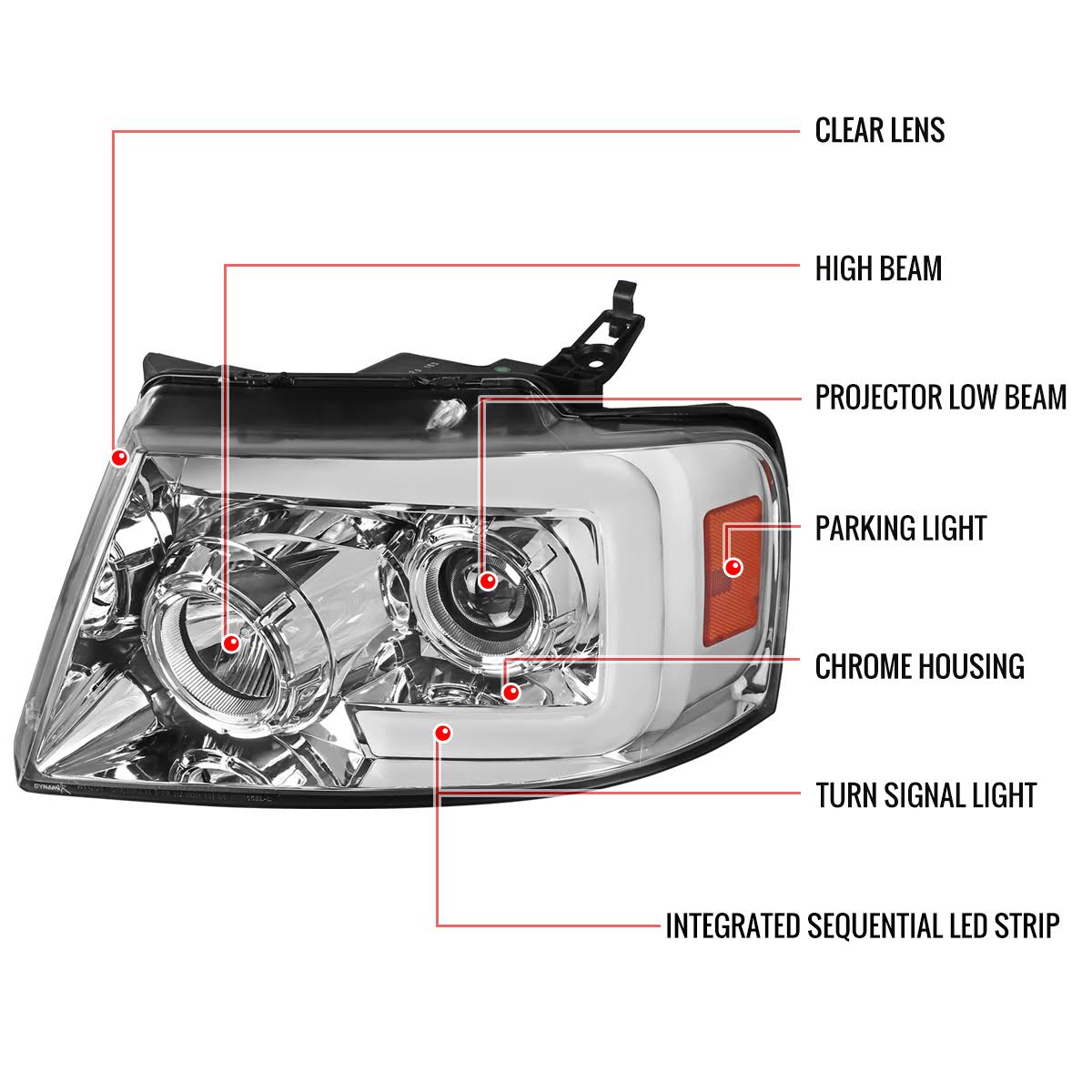 Chrome Clear Projector Headlights E1443