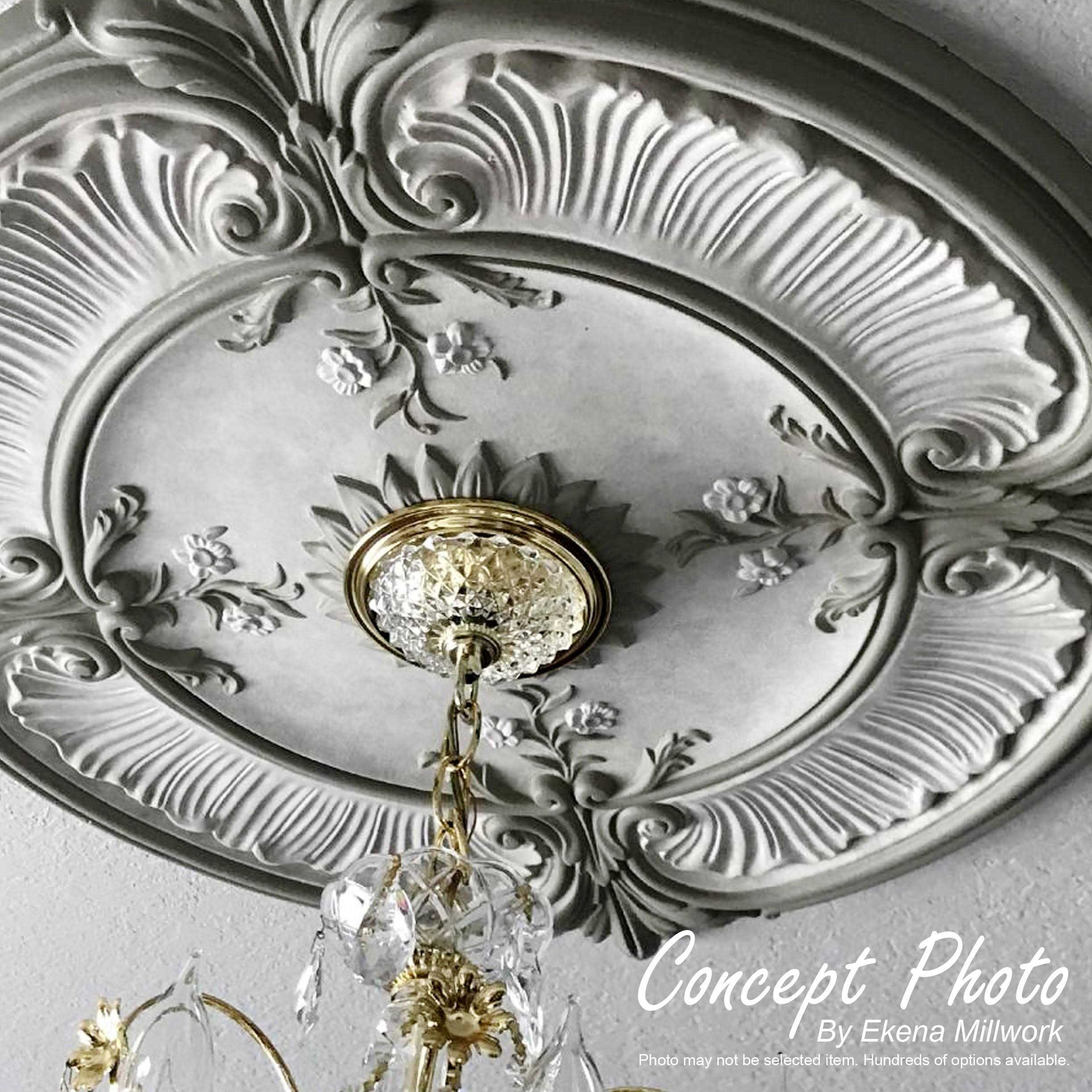 12 1/8x22OD x 3 1/2x22ID x 1x22P Hand-Painted Pearl White Ceiling Medallion G904349