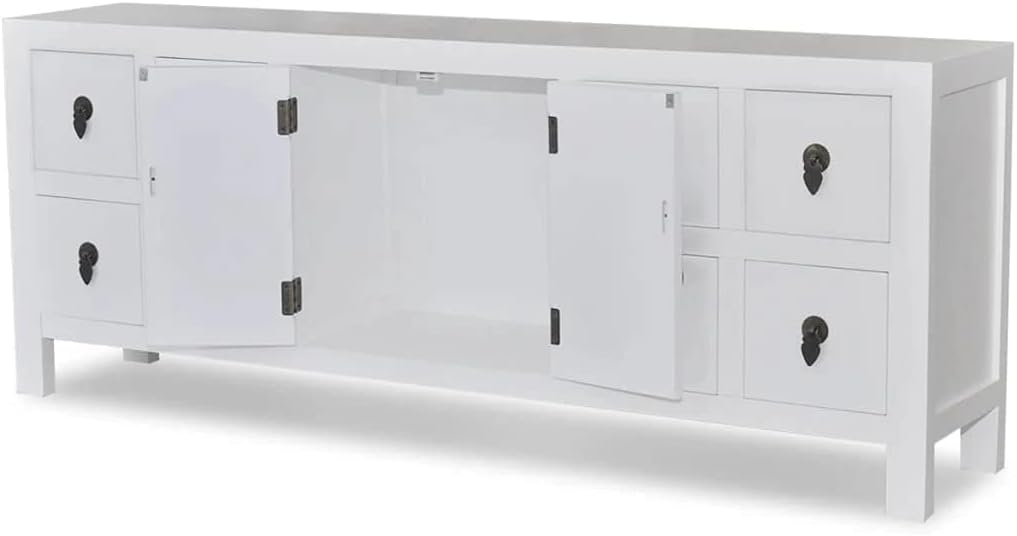 Vintage Wood White 8 Drawer TV Cabinet Console M582575