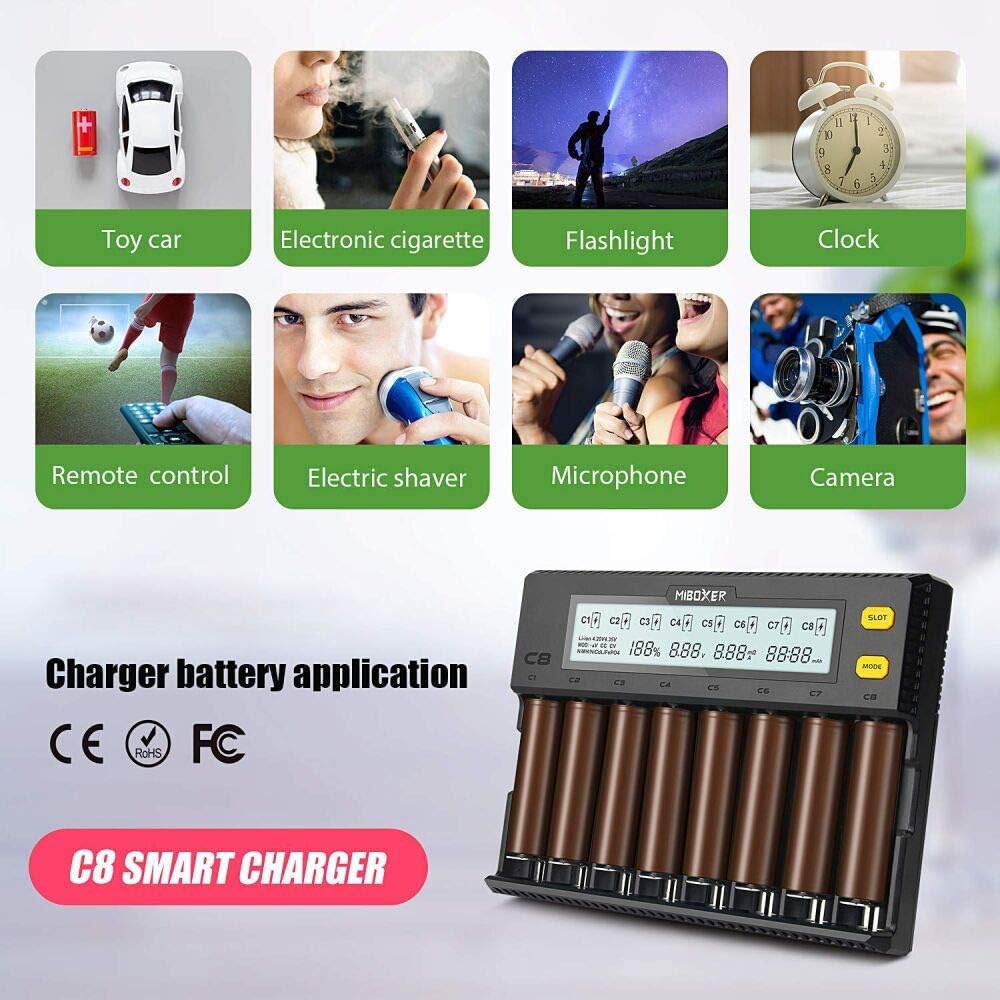 8-Bay Smart Battery Charger with LCD Display O6035
