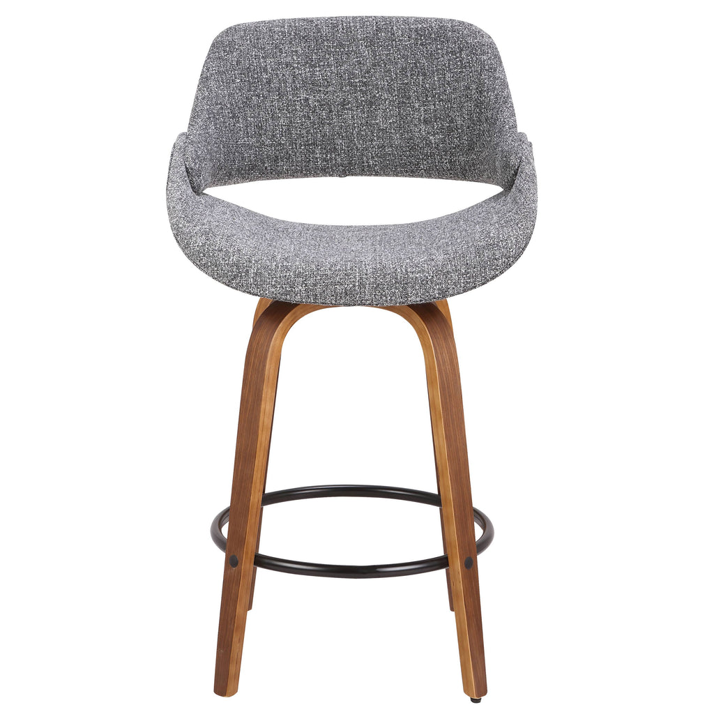 Walnut and Grey Noise Fabric Counter Stool R4285
