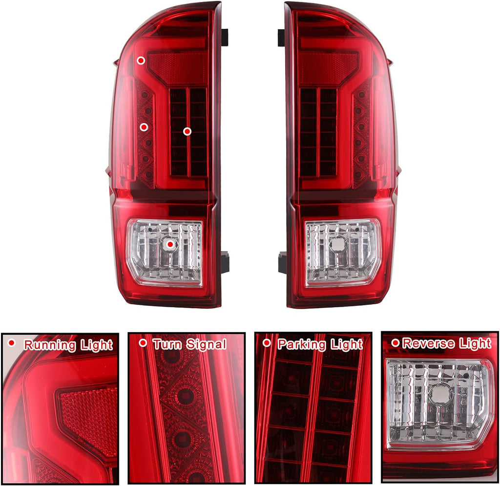 Black Housing Red Lens LED Tail Lights for Toyota Tacoma P302190