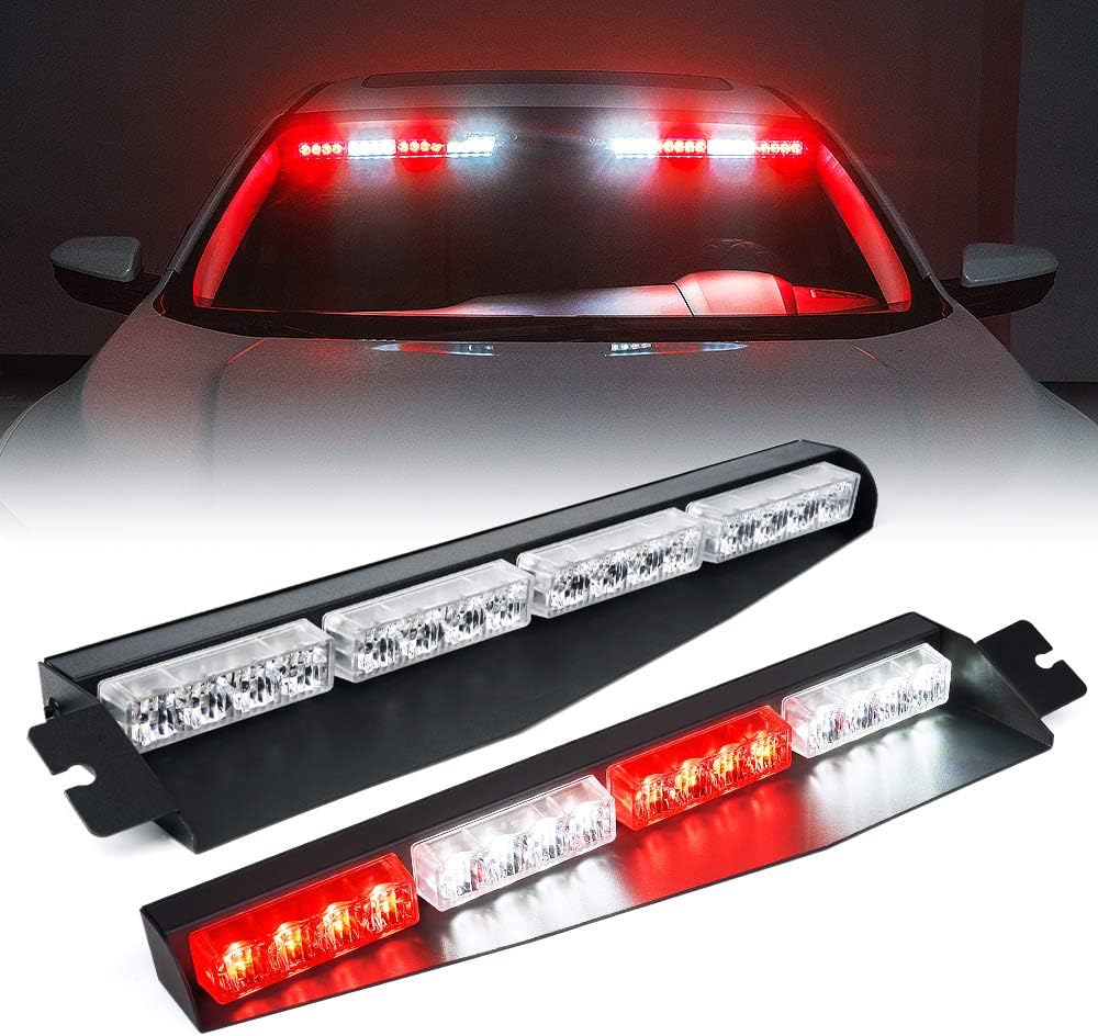 Amber White LED Visor Strobe Light Bar O4641