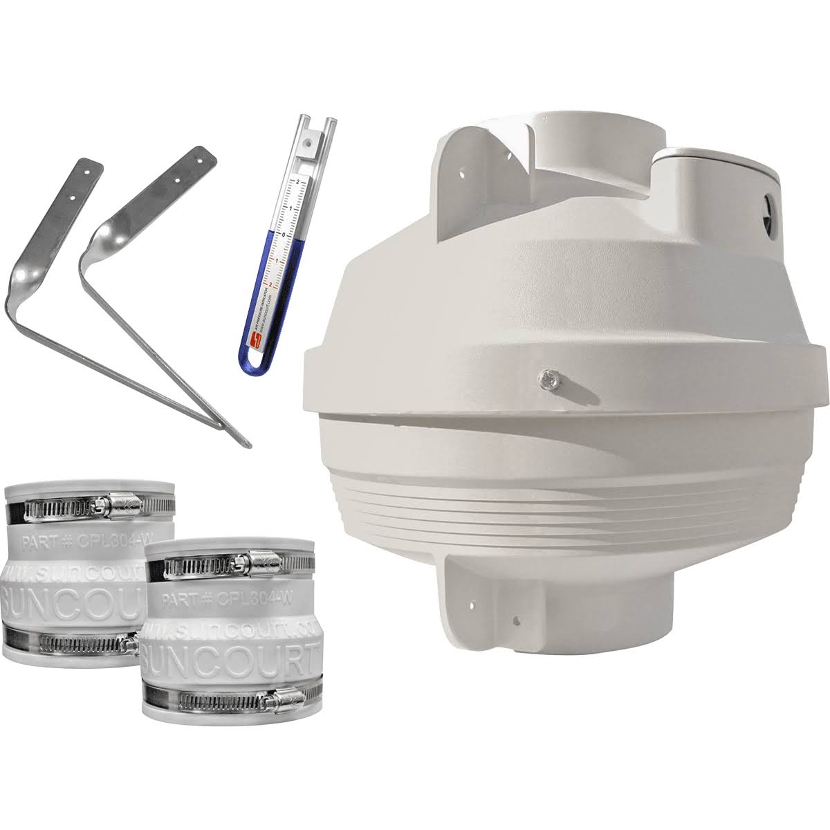 4 in. Radon Mitigation Fan Kit with Couplers and Air Pressure Indicator T154305