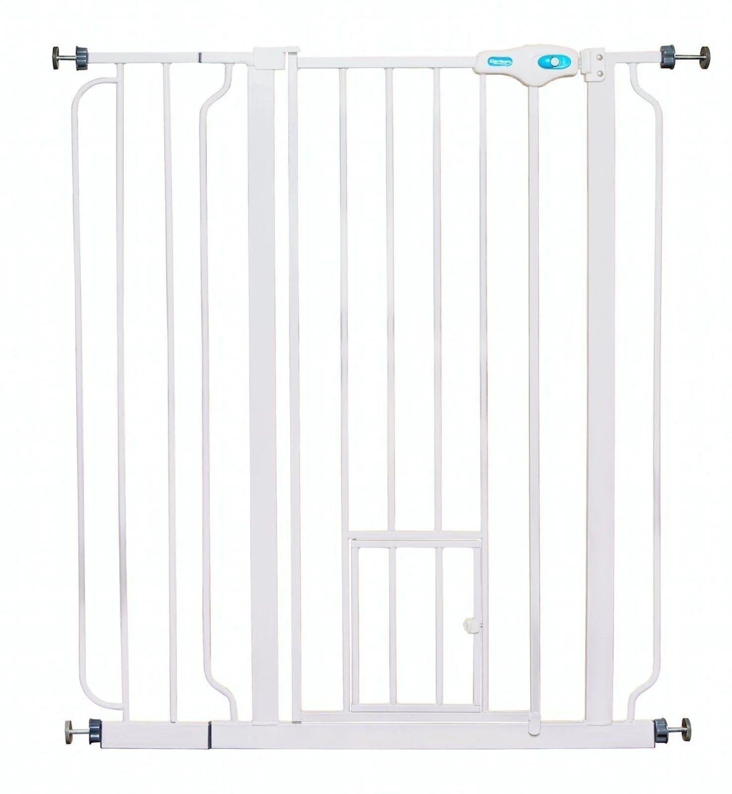 White Extra Tall Pet Gate with Small Pet Door N709293