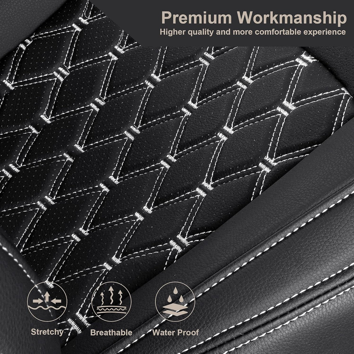 Black Pu Leather Car Seat Covers for Tesla Model Y I627868