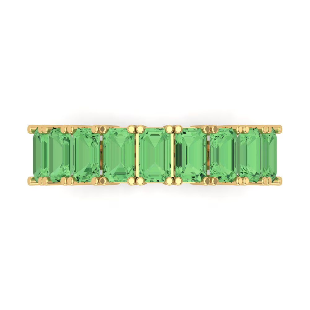 2.61 ct Emerald Cut Green Diamond Eternity Band SZ 3.5 Z465