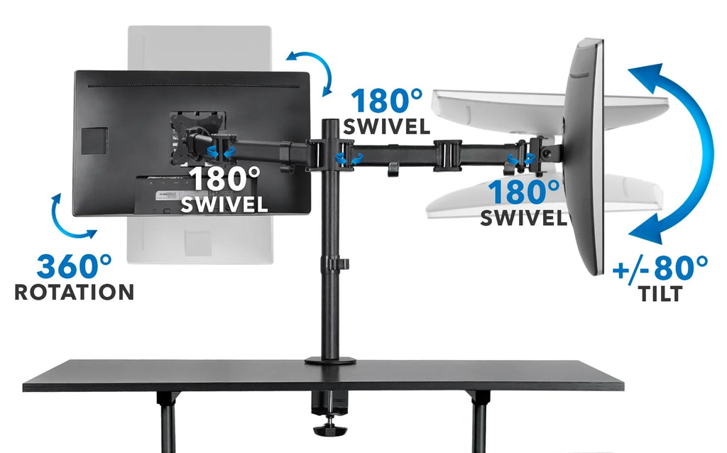Black Mobile Standing Desk with Dual Monitor Mount Z217878