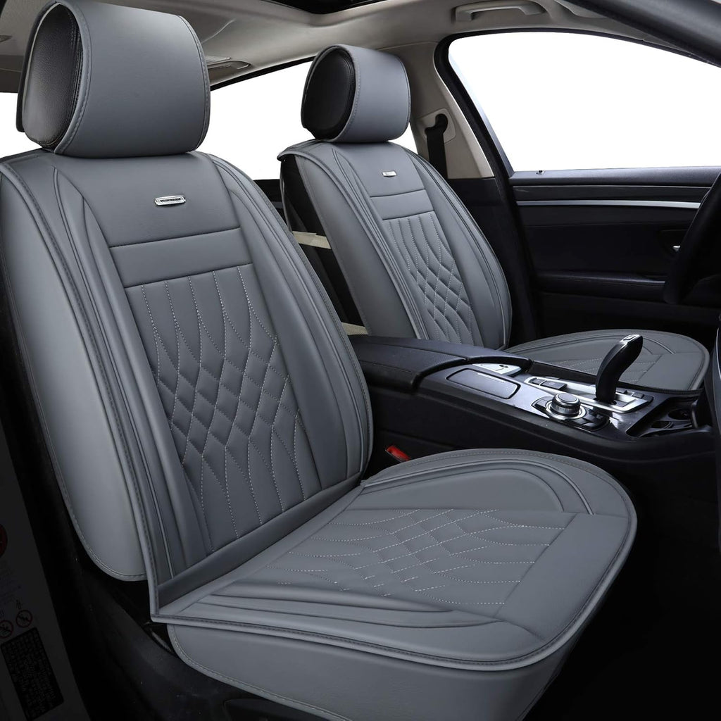 5 Car Seat Covers Full Set Waterproof Faux Leather Black&Red J777143