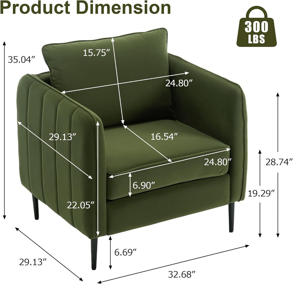 Olive Green Velvet Accent Chair H530
