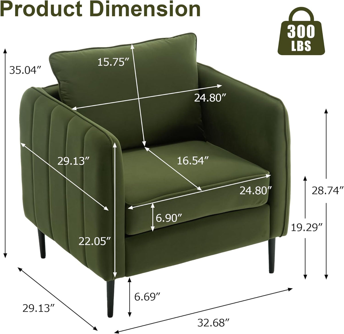 Olive Green Velvet Accent Chair H530