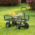 Green Mesh Steel Utility Garden Cart with Removable Sides E1704
