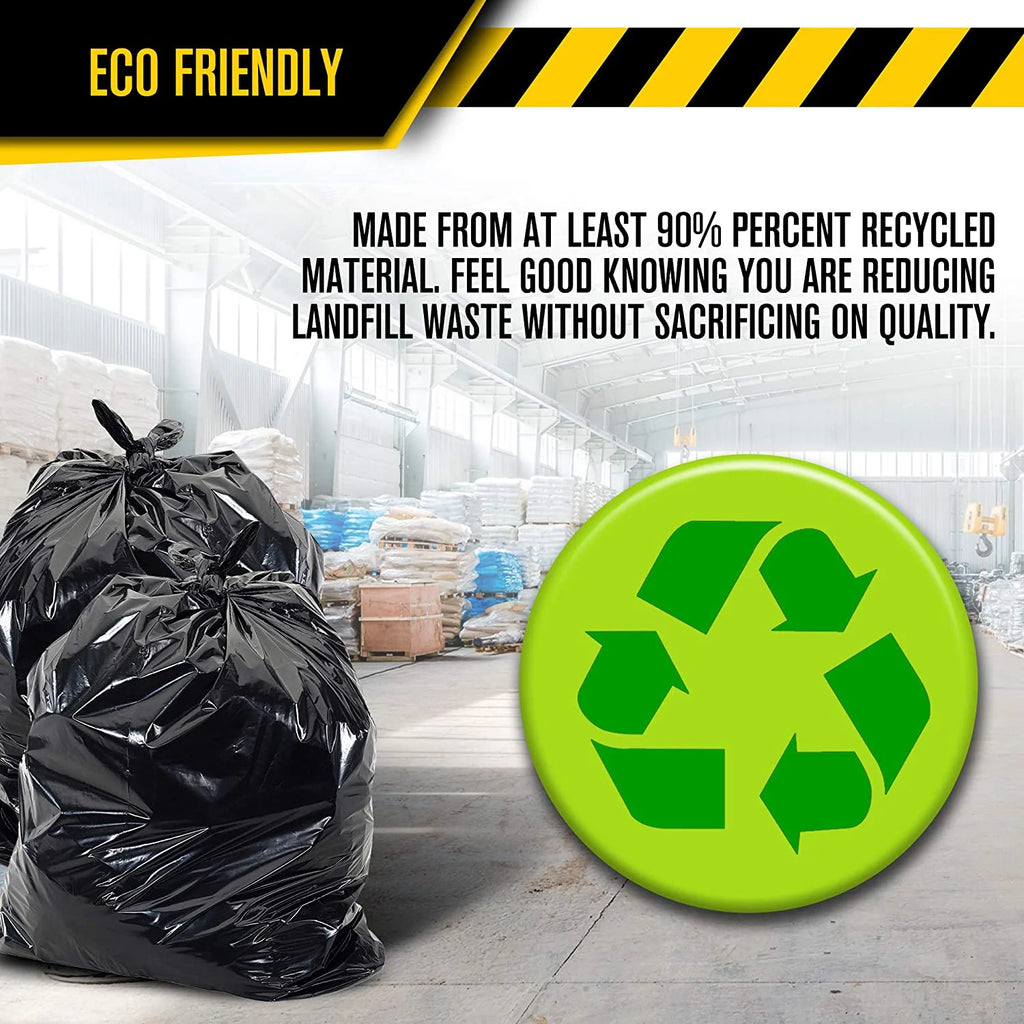 33 Gallon Heavy Duty Black Plastic Trash Bags with Ties 100 Pack O3700