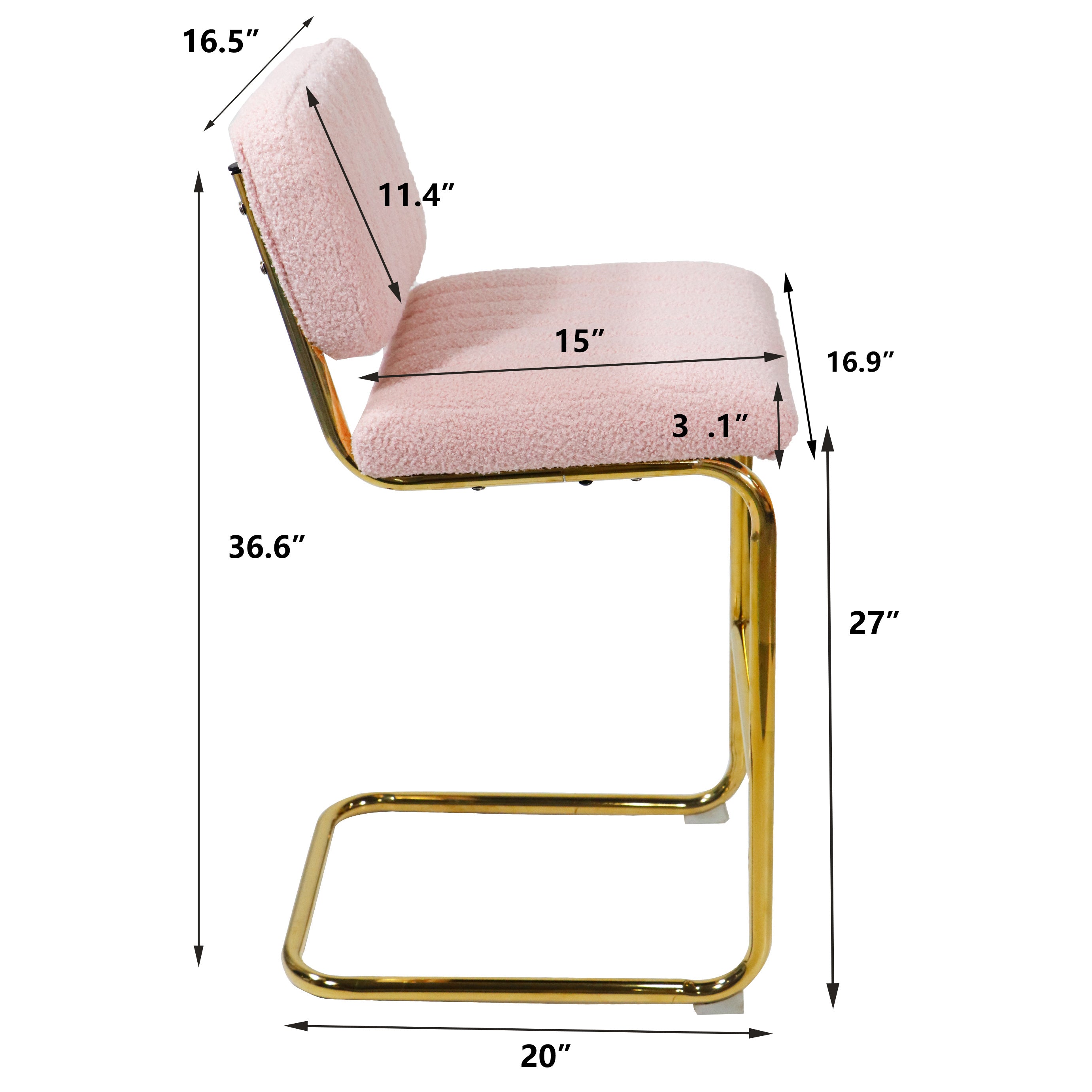 Pink Boucle Fabric Counter Height Bar Stools Set of 2 X4557